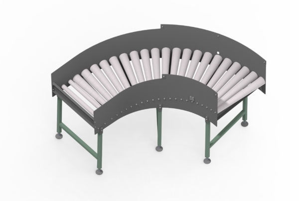 90°curved motorised roller conveyor with no straight length