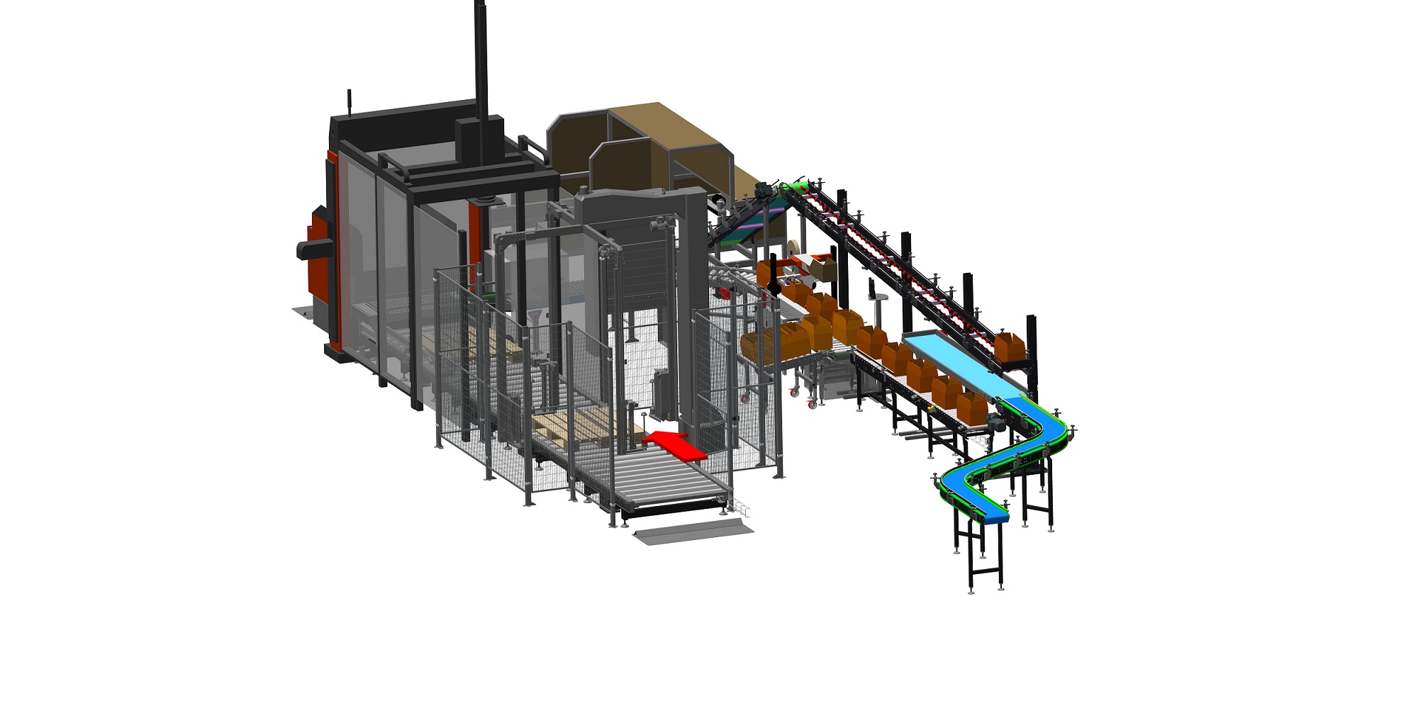 Convoyeurs pour la fin de ligne d'une usine de fabrication de tablettes de chocolat