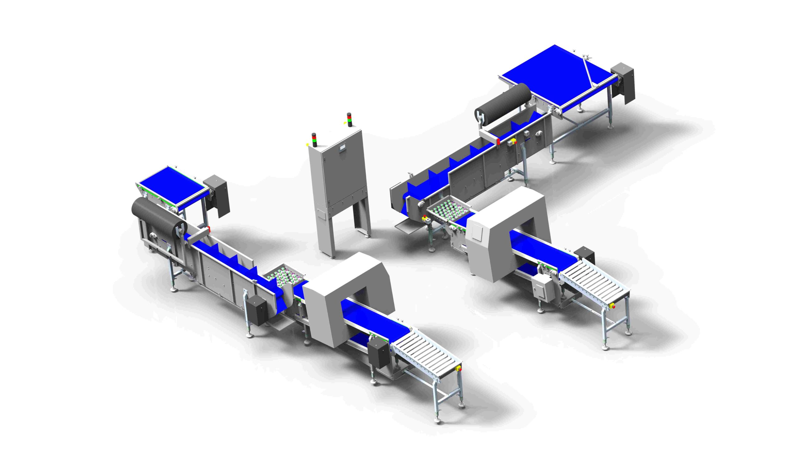 Complete conveyor line for carrying plastic trays
