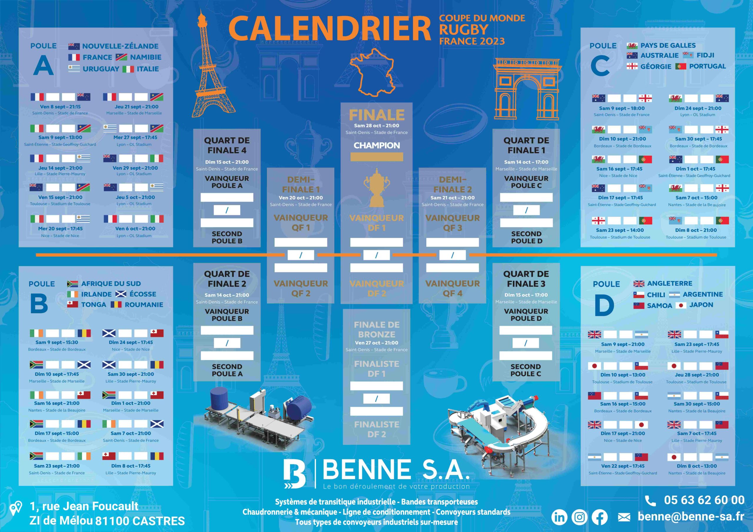 Rugby World Cup 2023 Calendar Benne S A 