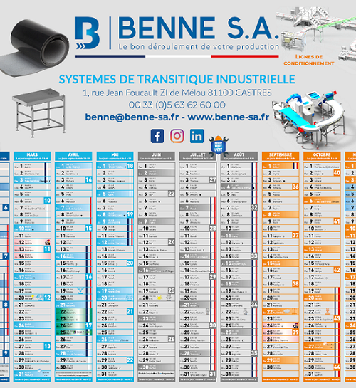 Calendrier BENNE SA 2024 grand format