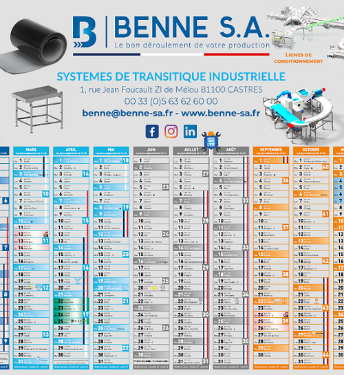 Calendriers BENNE SA 2024 - Benne S.A.