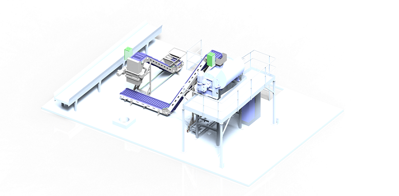 Convoyeurs à bande pour une ligne de mélange de fruits secs