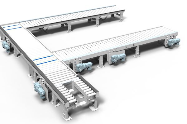 Convoyeur à rouleaux et chaînes de manutention pour palettes