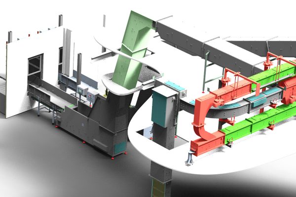 Convoyeur industriel environnement pharmaceutique